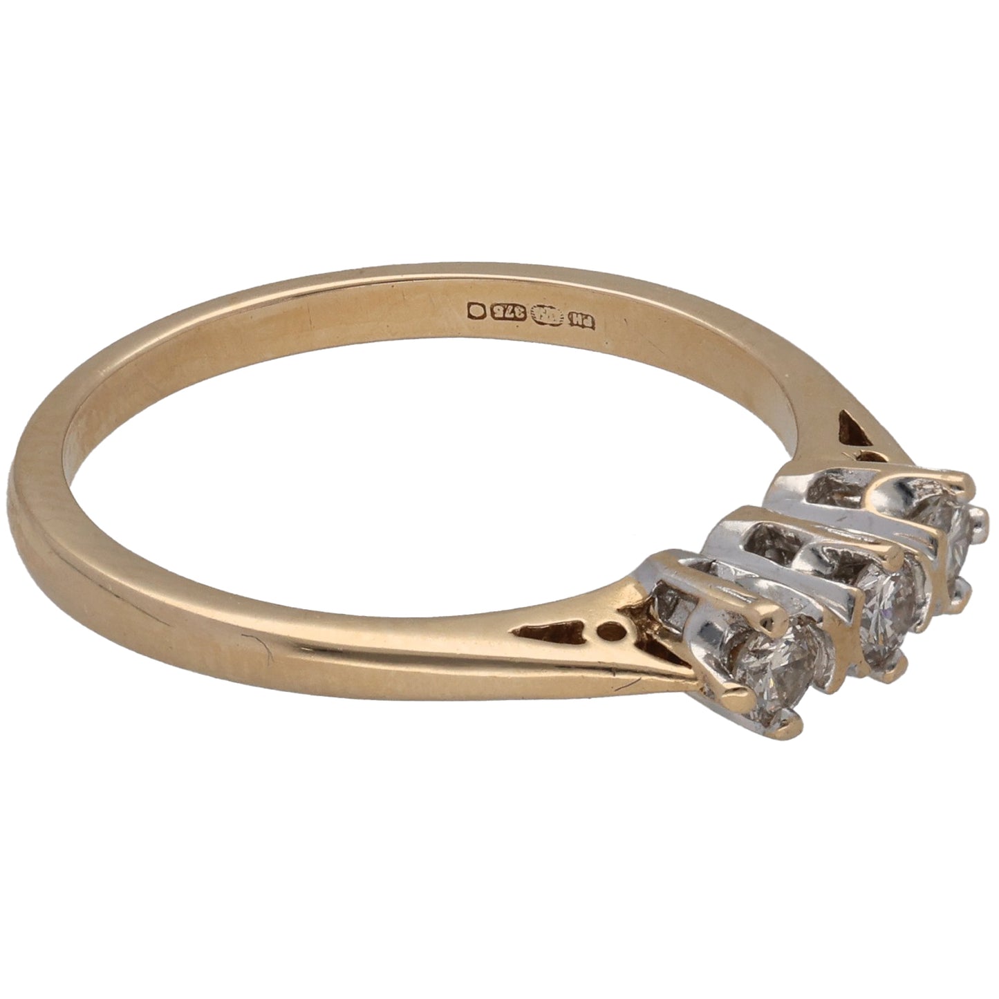 9ct Gold 0.25ct Diamond Trilogy Ring Size N