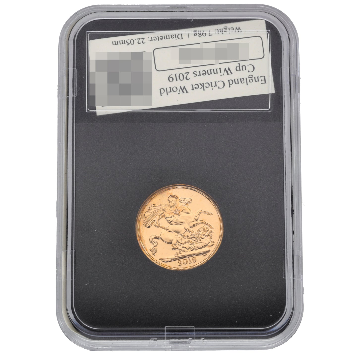 22ct Gold England Cricket World Cup Winners DateStamp Full Sovereign Coin 2019