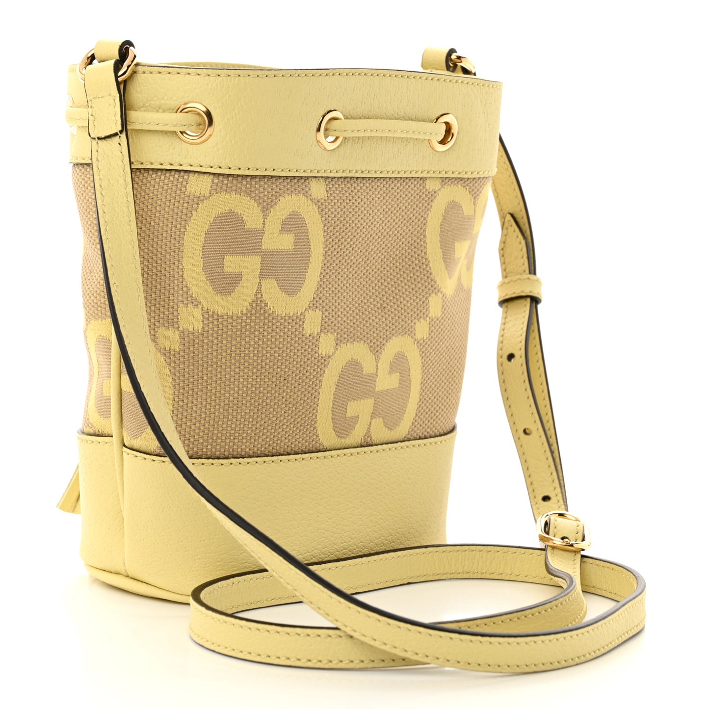 Gucci GG Monogram Ophidia Canvas and Leather Bucket Bag - Yellow