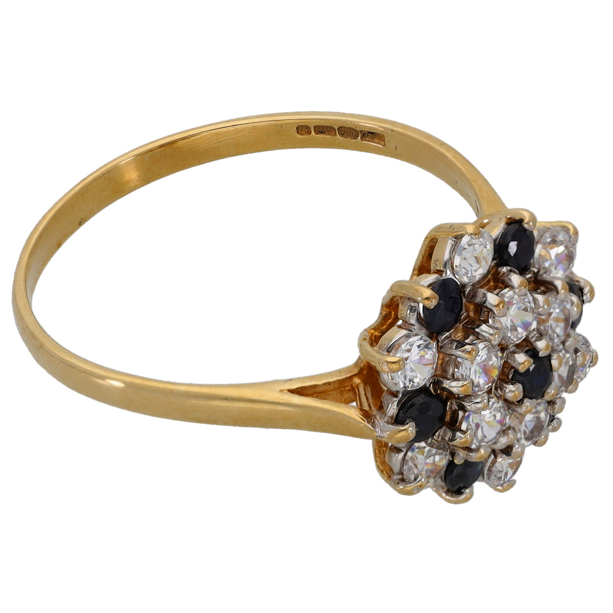 9ct Gold Sapphire & Cubic Zirconia Dress/Cocktail Ring Size T
