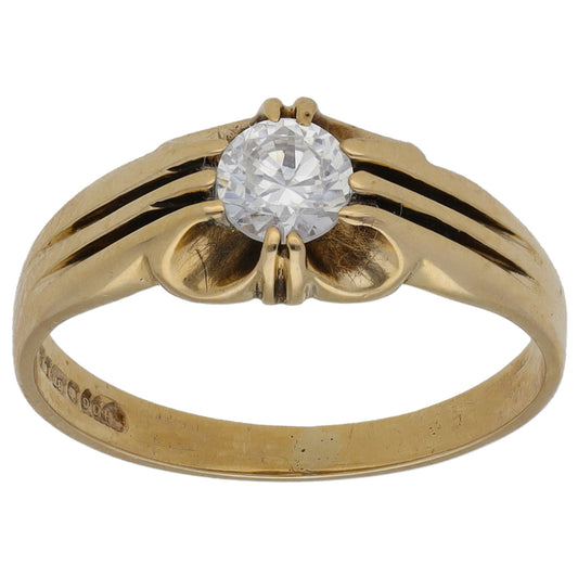 9ct Gold Cubic Zirconia Single Stone Ring Size M