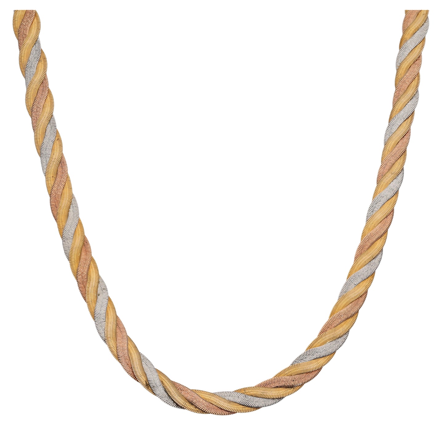 9ct Tricolour Gold Fancy Necklace 16"