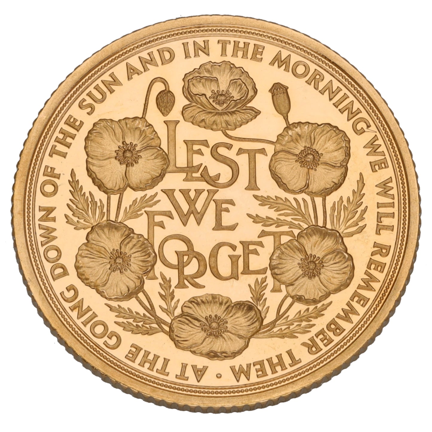 22ct Gold Lest We Forget Full Sovereign Coin 2015