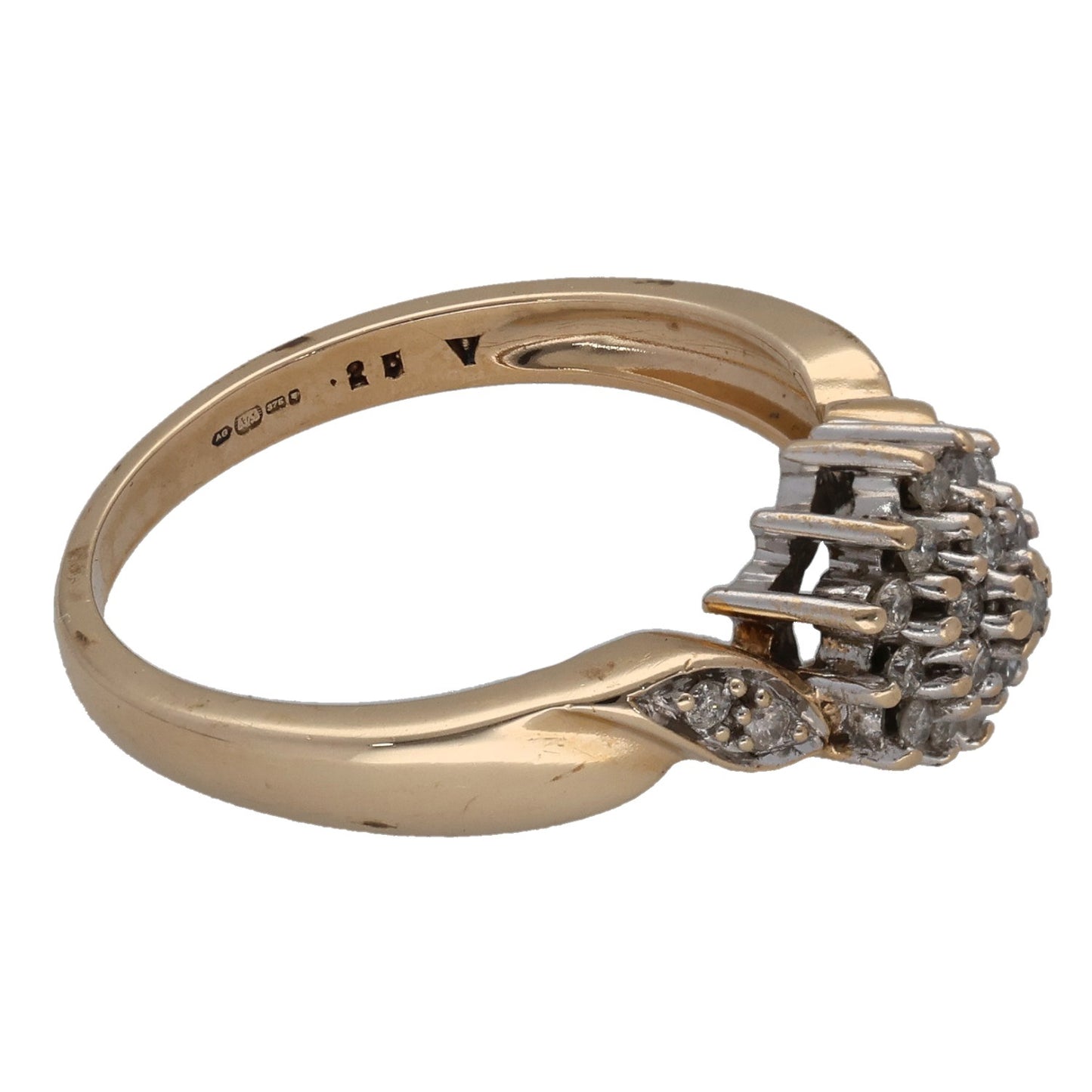 9ct Gold 0.25ct Diamond Cluster Ring Size M