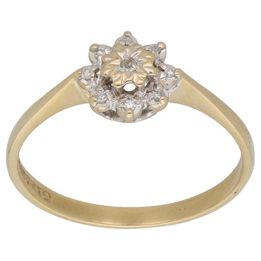 9ct Gold 0.045ct Diamond Cluster Ring Size P