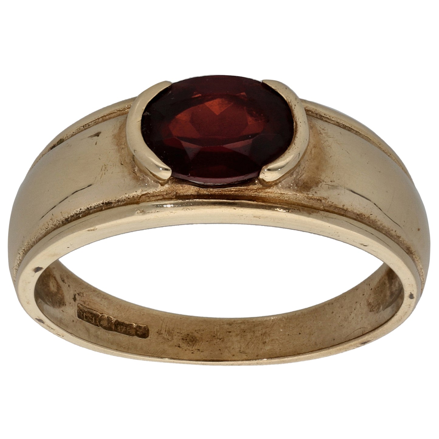 9ct Gold Garnet Single Stone Ring Size Q