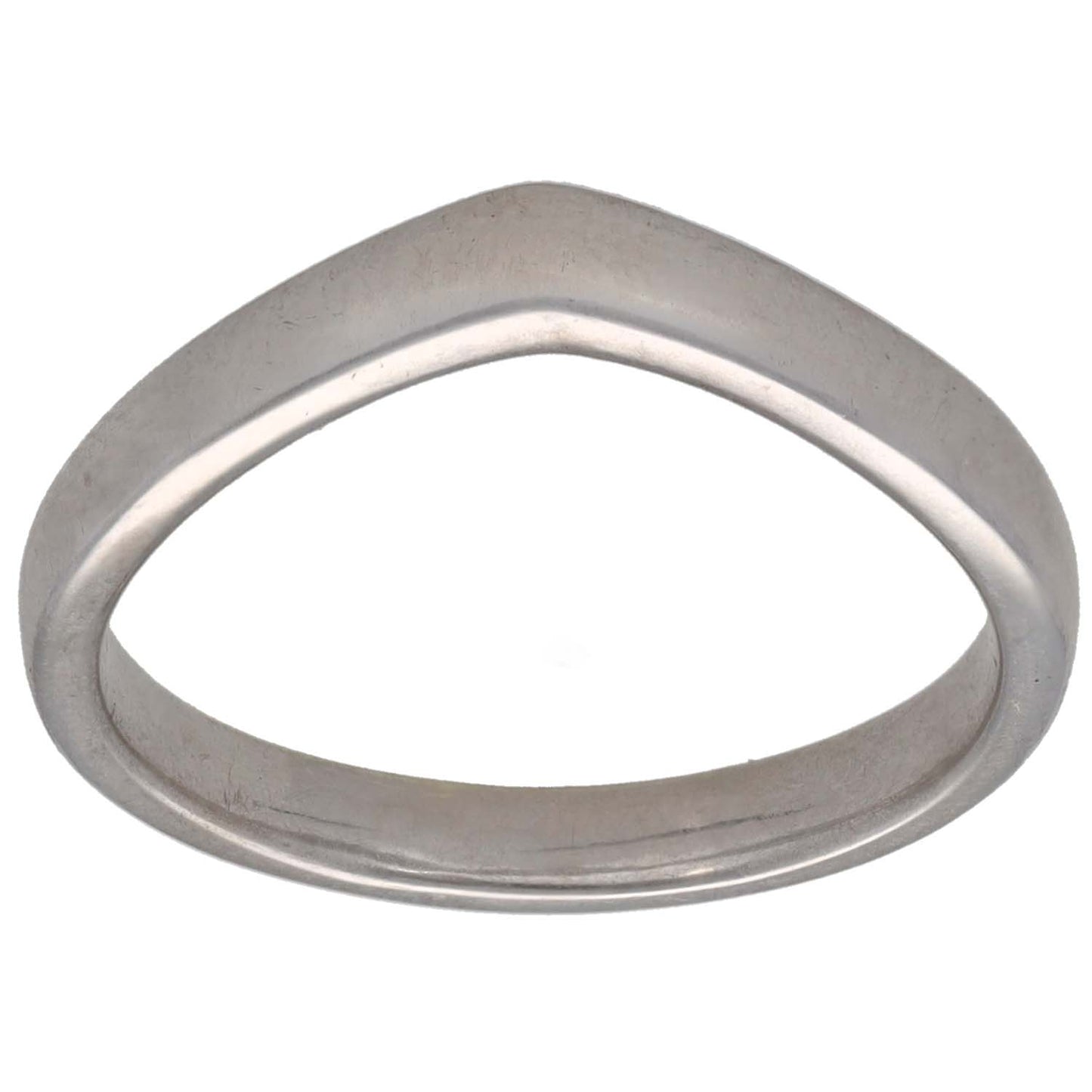 9ct white gold wishbone ring, smooth rounded band