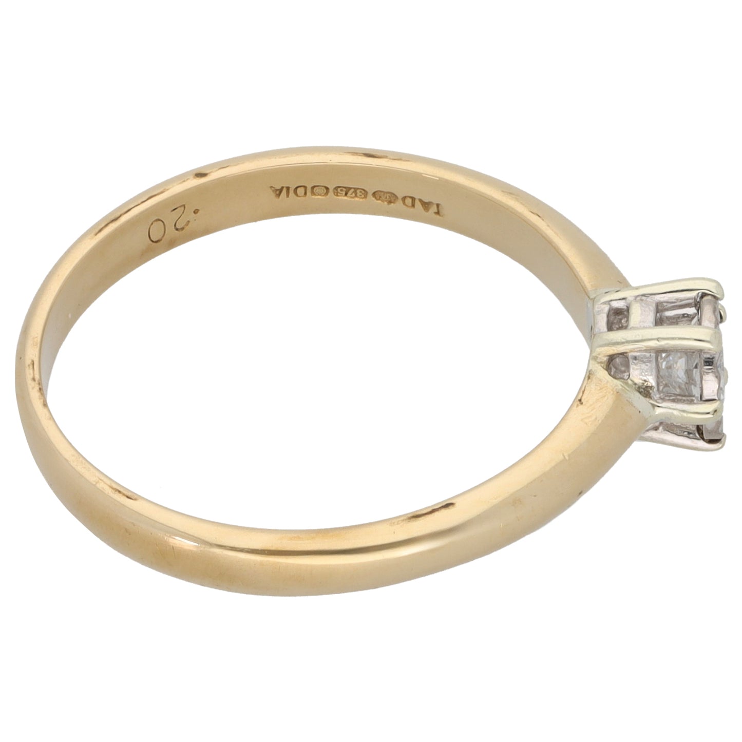 9ct Gold 0.20ct Diamond Solitaire Ring Size O