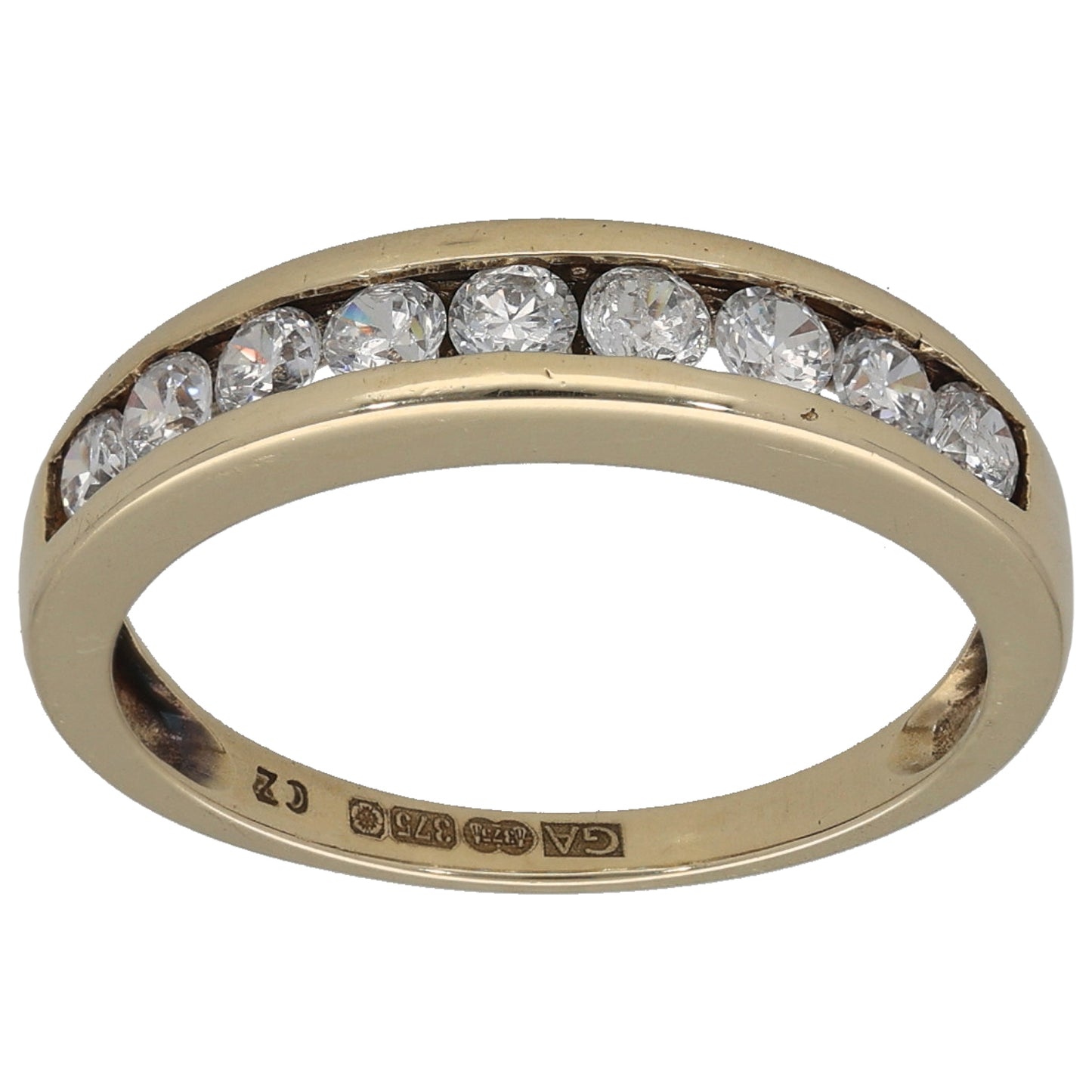 9ct Gold Cubic Zirconia Half Eternity Ring Size M