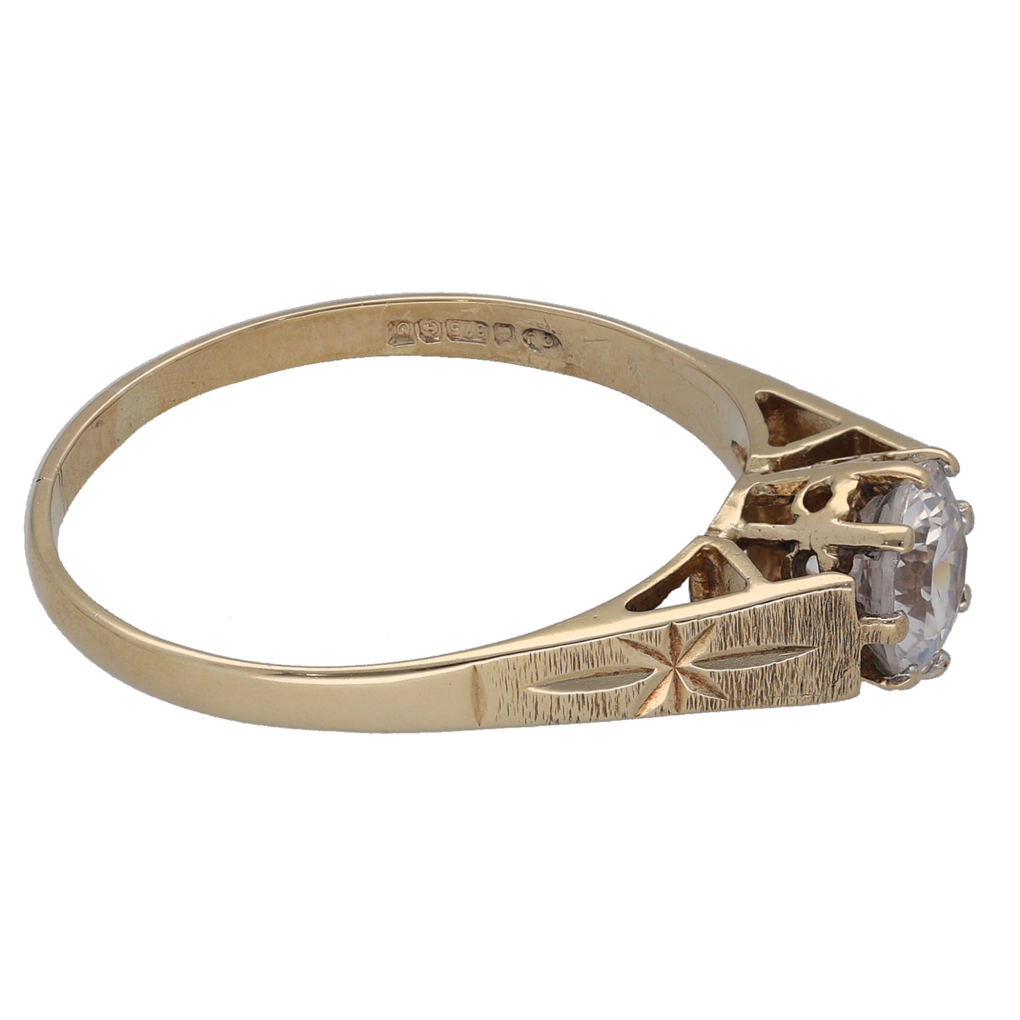 9ct Gold Cubic Zirconia Single Stone Ring Size Q