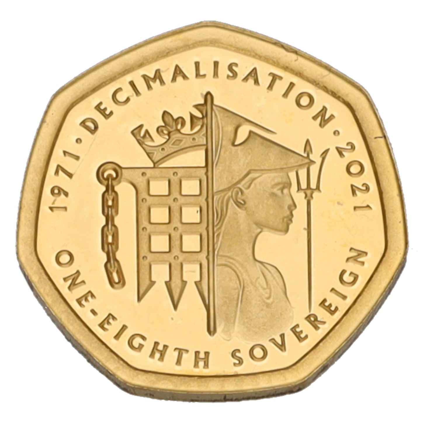 22ct Gold Queen Elizabeth II Decimalisation Eighth Sovereign Coin 2021