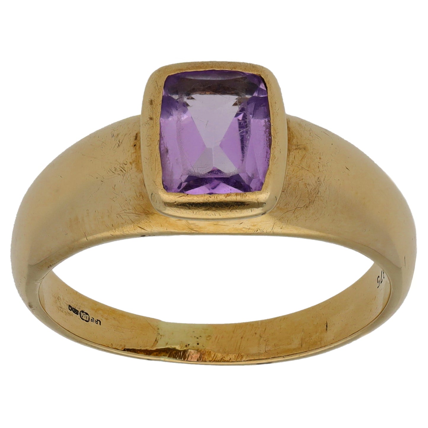 9ct Gold Amethyst Single Stone Ring Size R