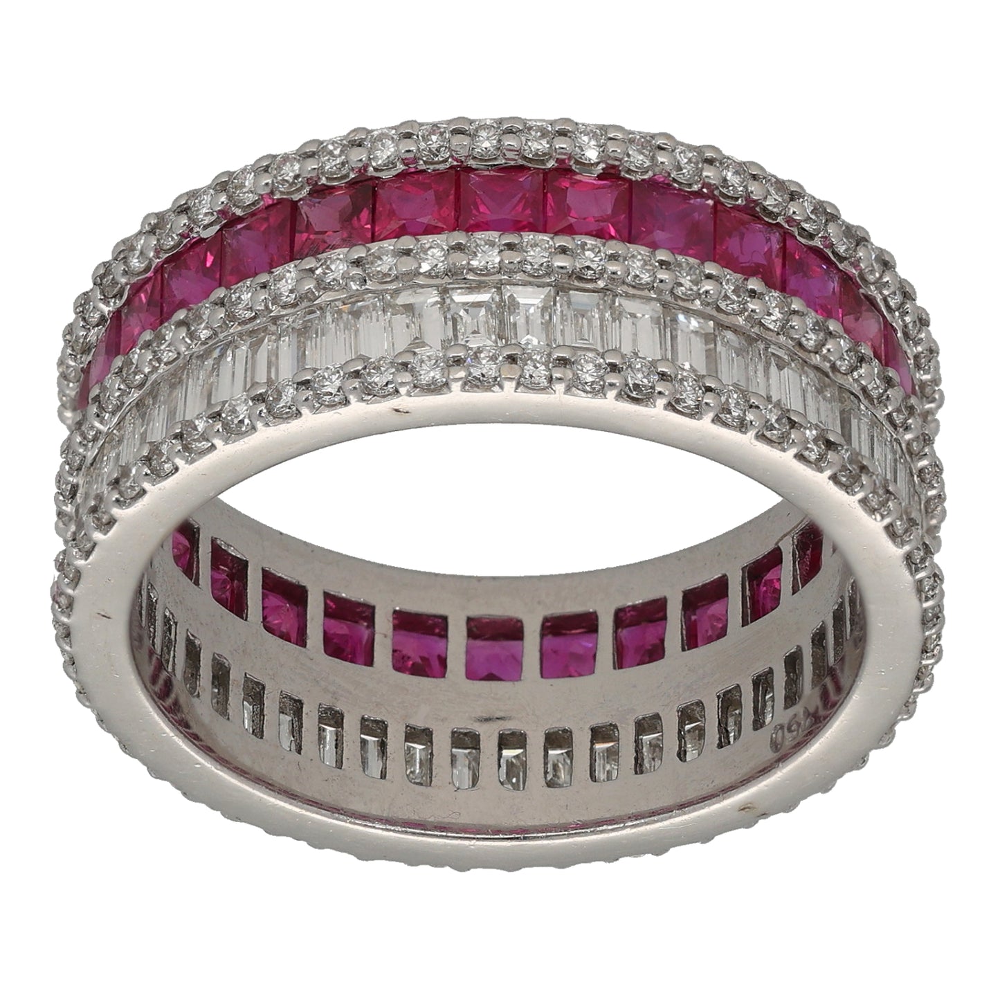 18ct White Gold Ruby & 2.62ct Diamond Dress/Cocktail Ring Size V
