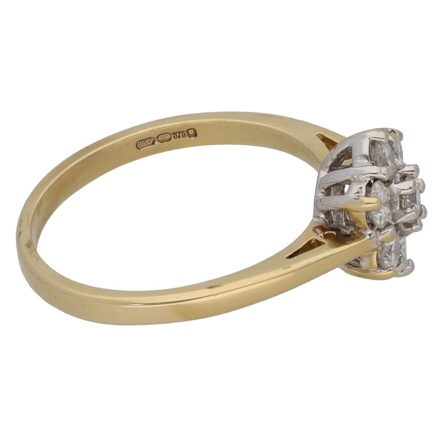 9ct Gold 0.50ct Round Diamond Cluster Ring Size N