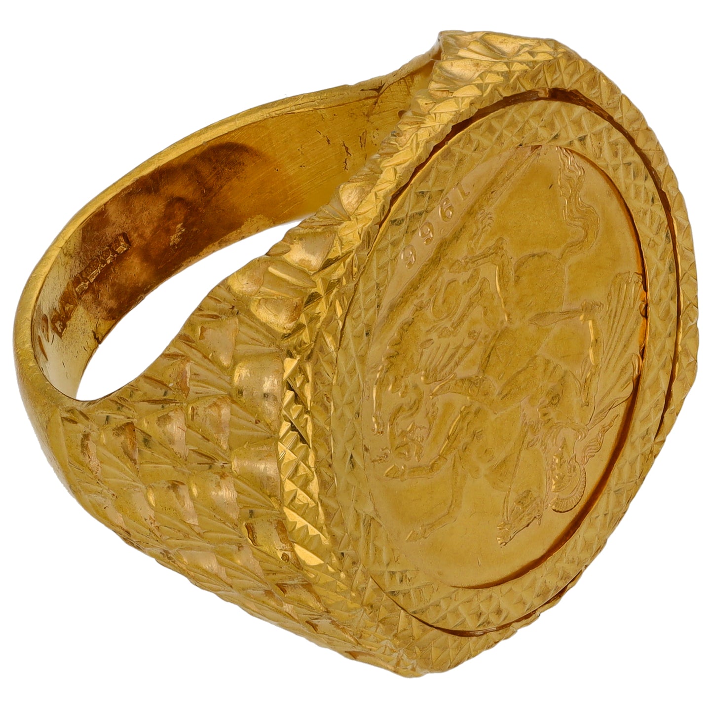 22ct Gold Full Sovereign Coin Ring Size U