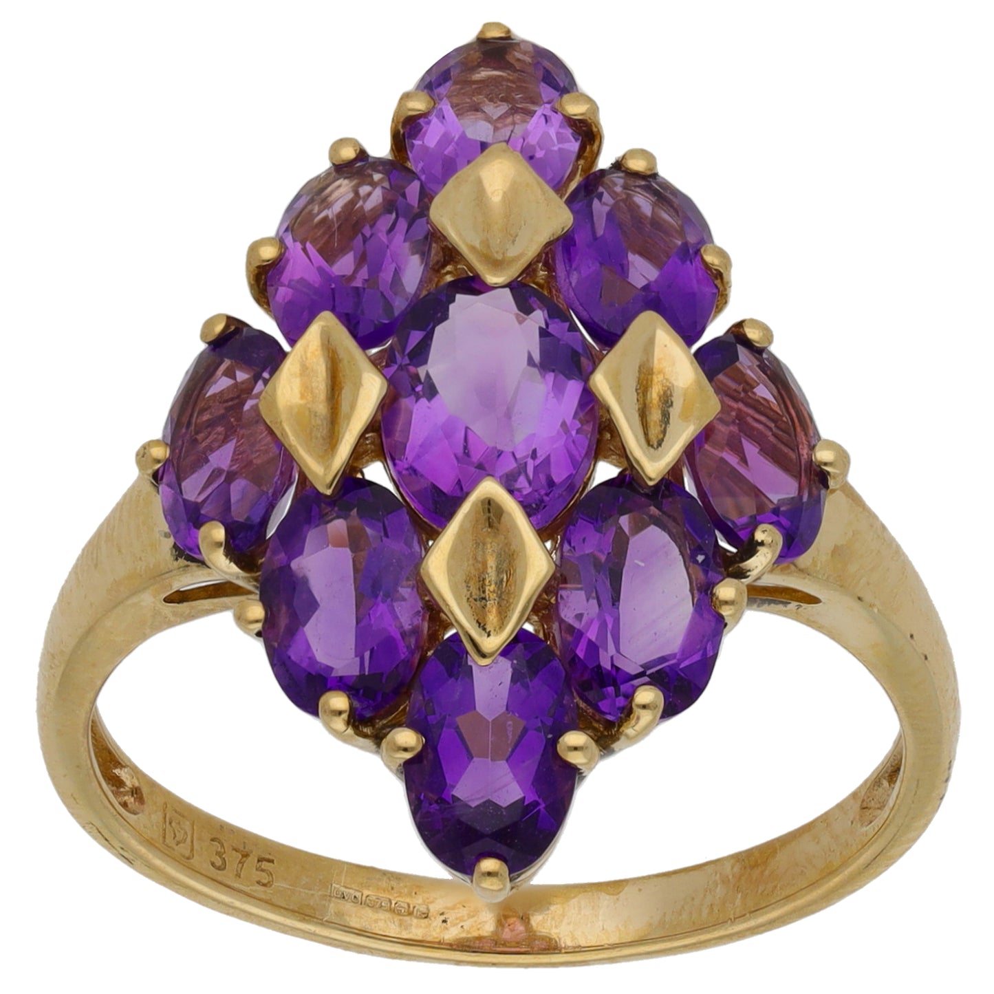9ct Gold Amethyst Dress/Cocktail Ring Size S