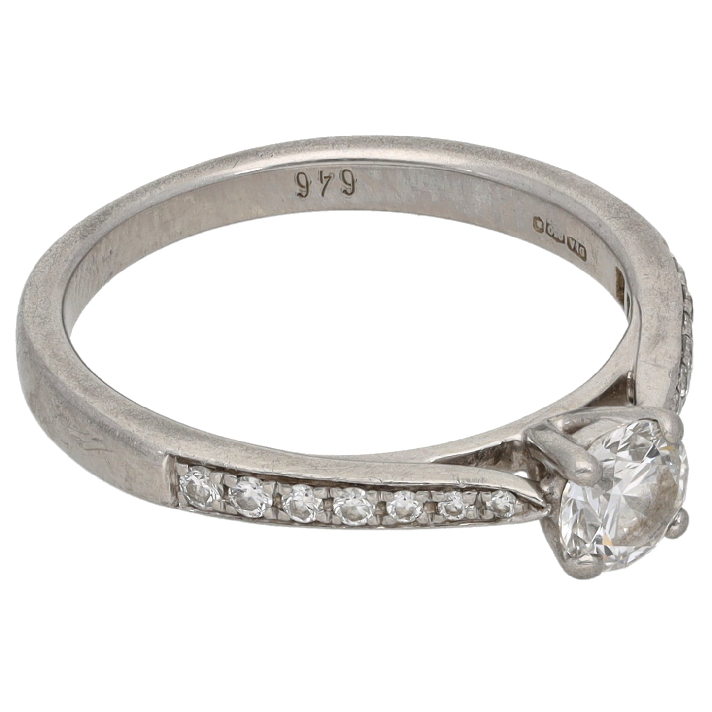 Platinum 0.50ct Diamond Solitaire Ring With Accent Stones Size K