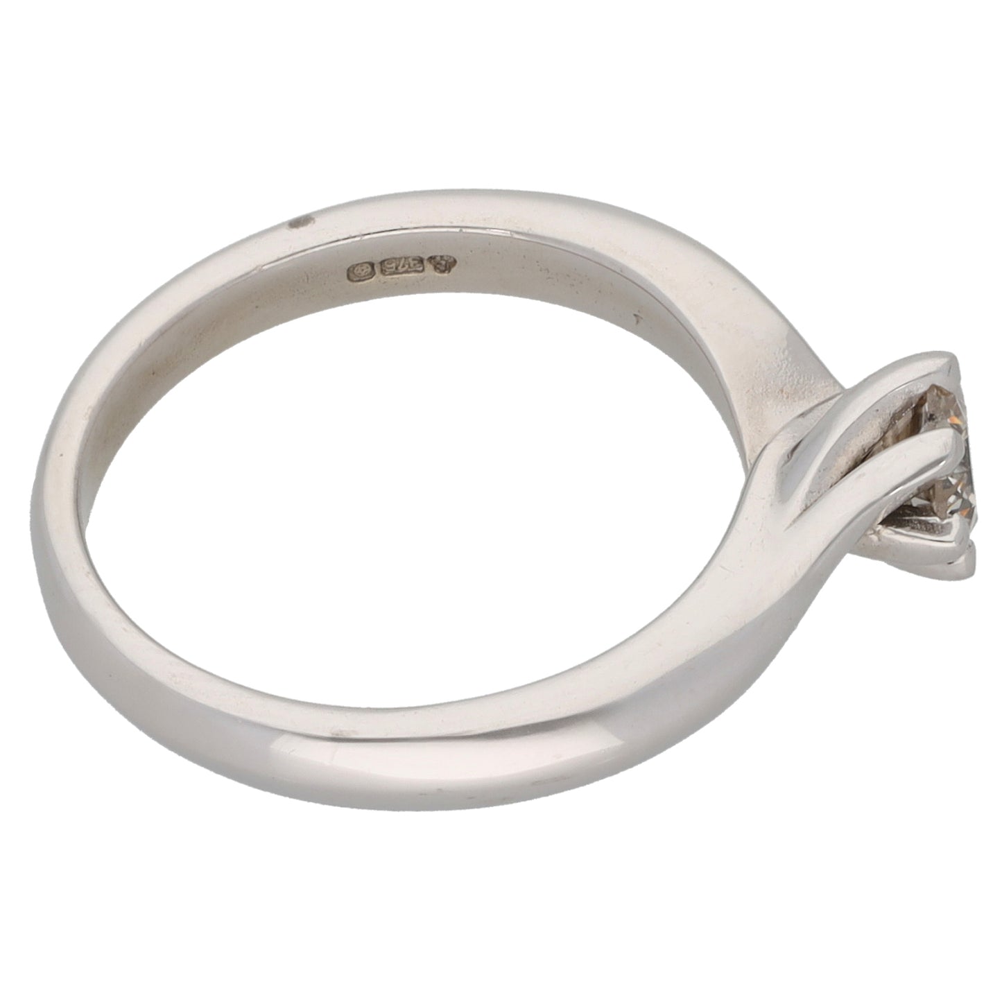 9ct White Gold 0.46ct Diamond Solitaire Ring Size L