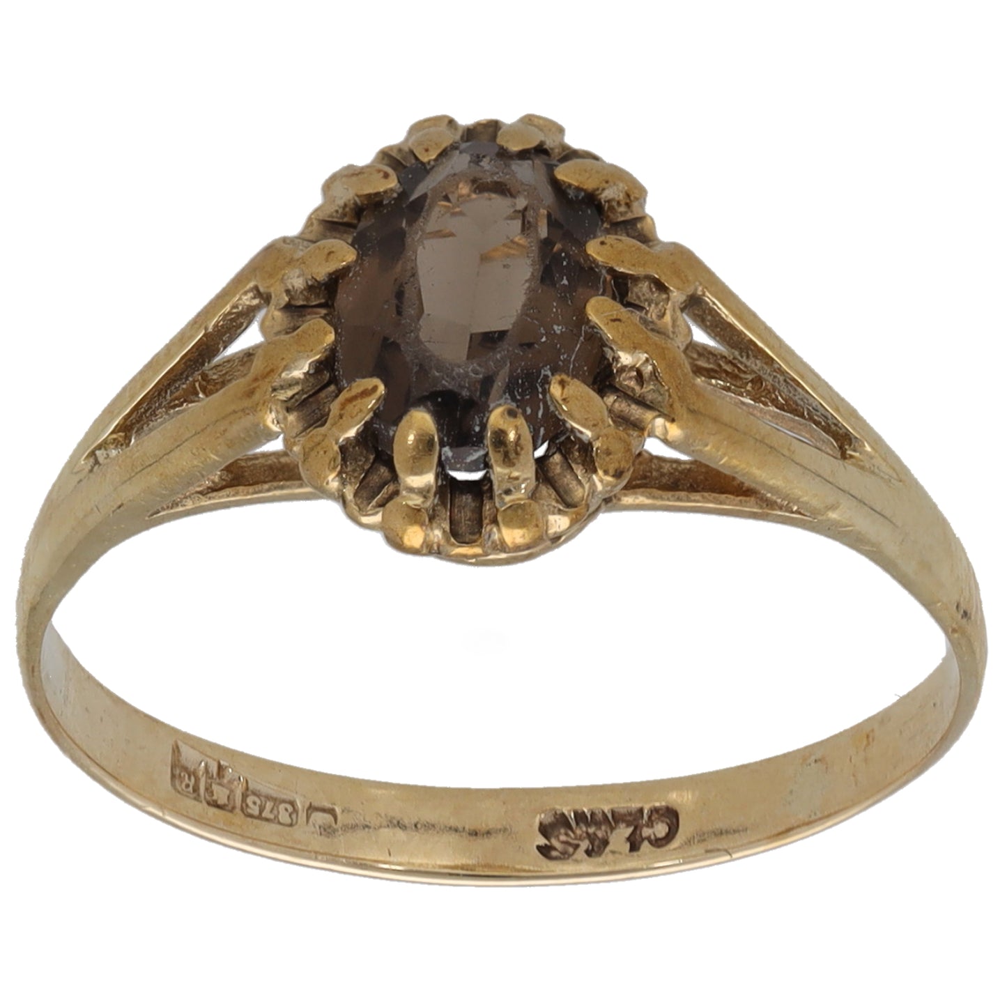 9ct Gold Quartz Single Stone Ring Size M
