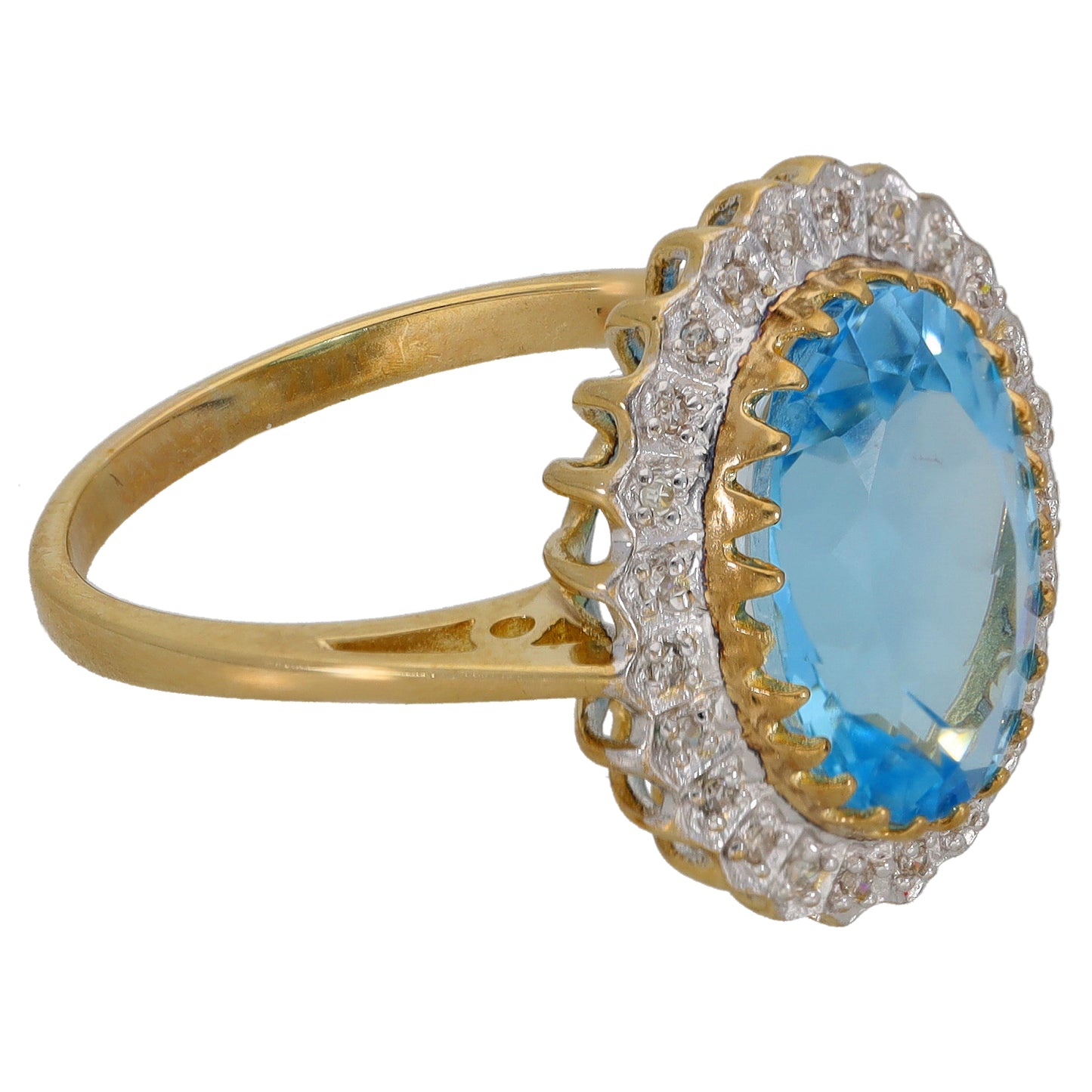 9ct Gold Topaz & 0.12ct Diamond Dress/Cocktail Ring Size U