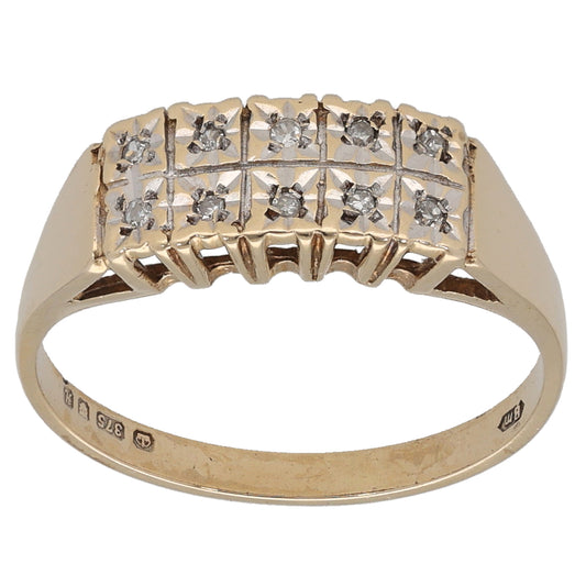 9ct Gold 0.05ct Diamond Half Eternity Ring Size O