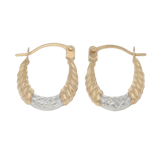 New 9ct Ribbed Crystal Hoop Earrings