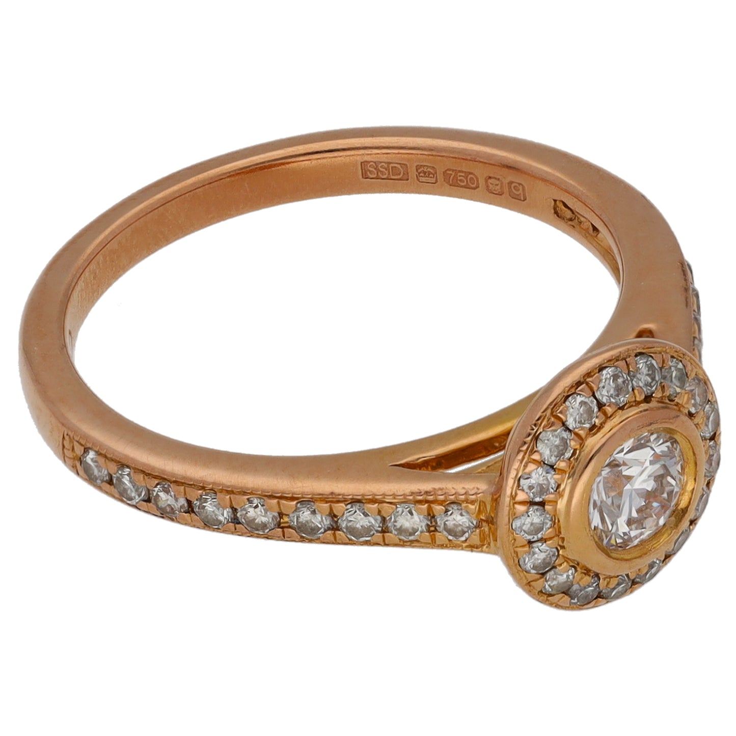 18ct Gold 0.43ct Diamond Solitaire Ring With Accent Stones Size L