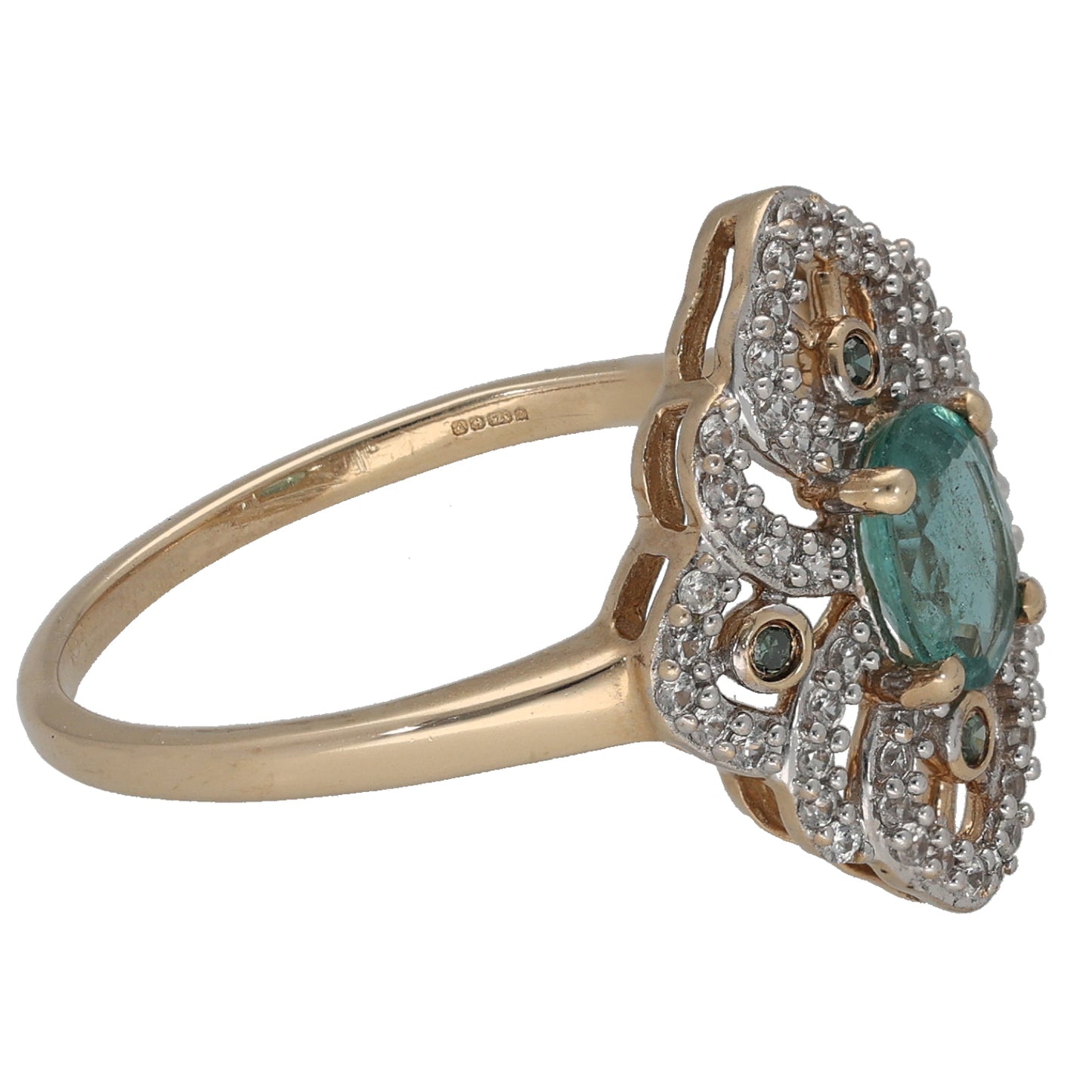 9ct Gold Diamond & Sapphire Dress/Cocktail Ring Size R