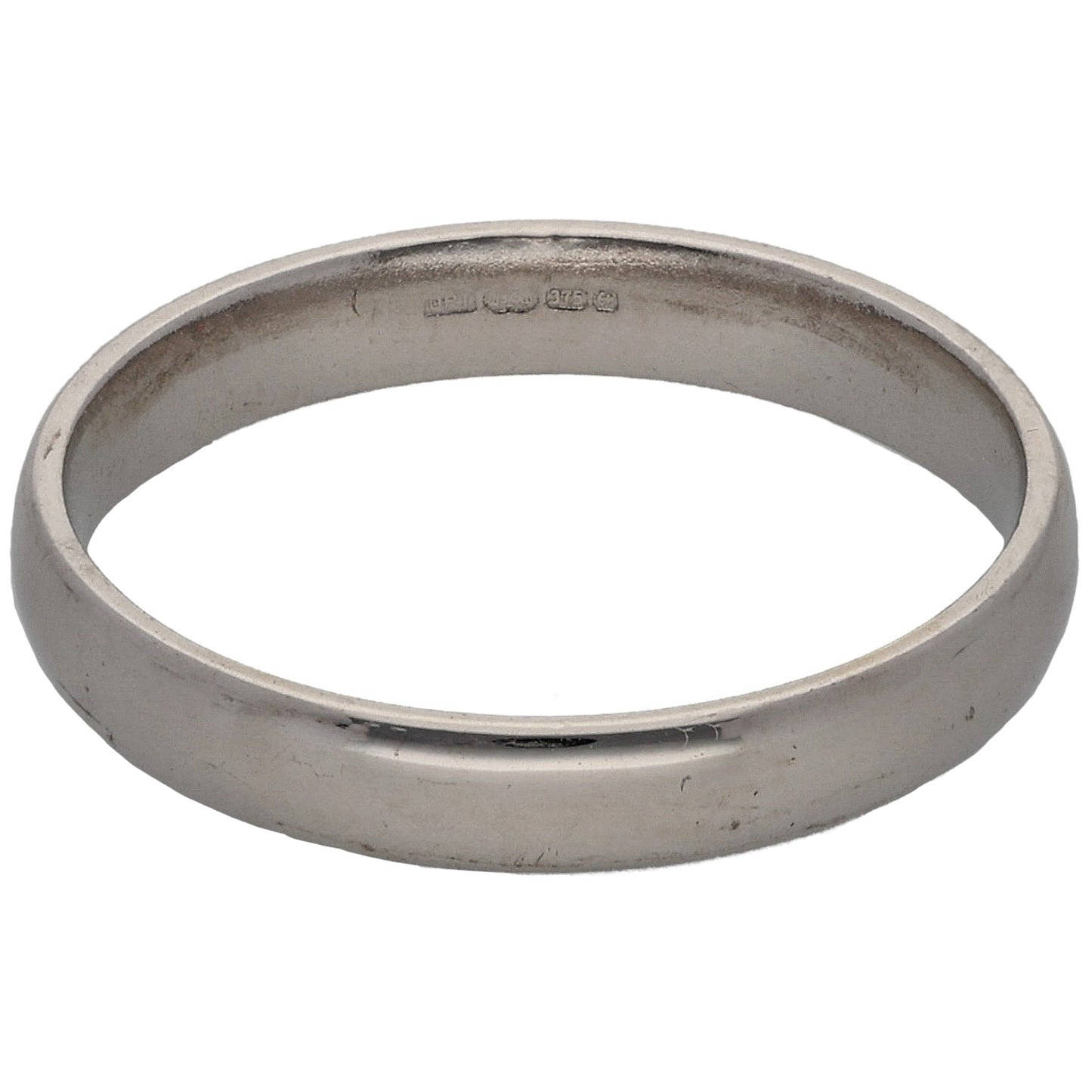 9ct White Gold Plain Wedding Ring Size K