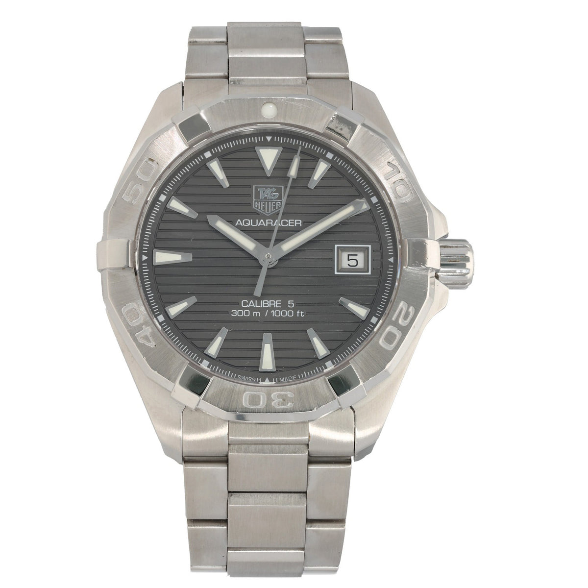 Tag Heuer Aquaracer WAY2113, grey dial on stainless steel bracelet and case
