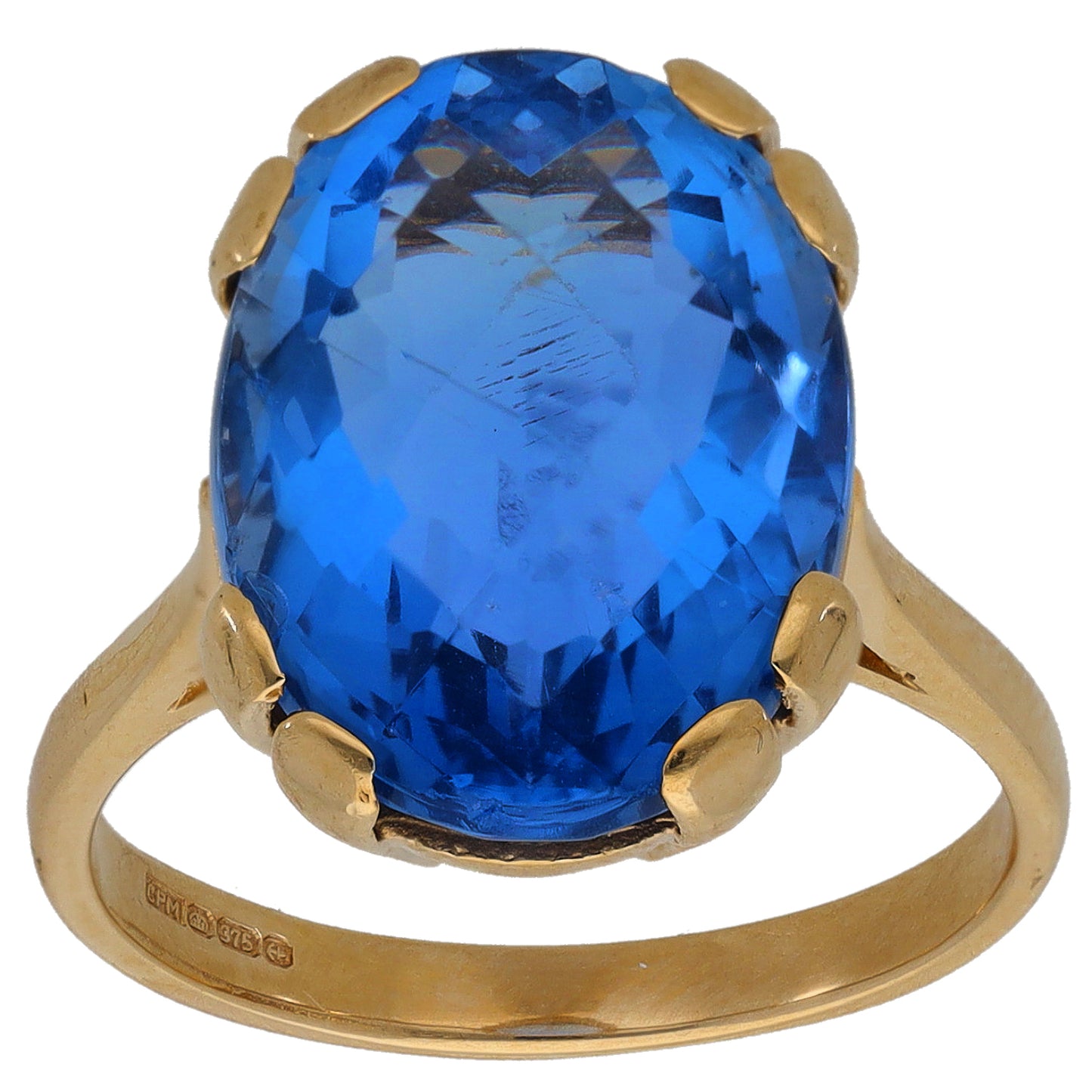 9ct Gold Imitation Gem Single Stone Ring Size N