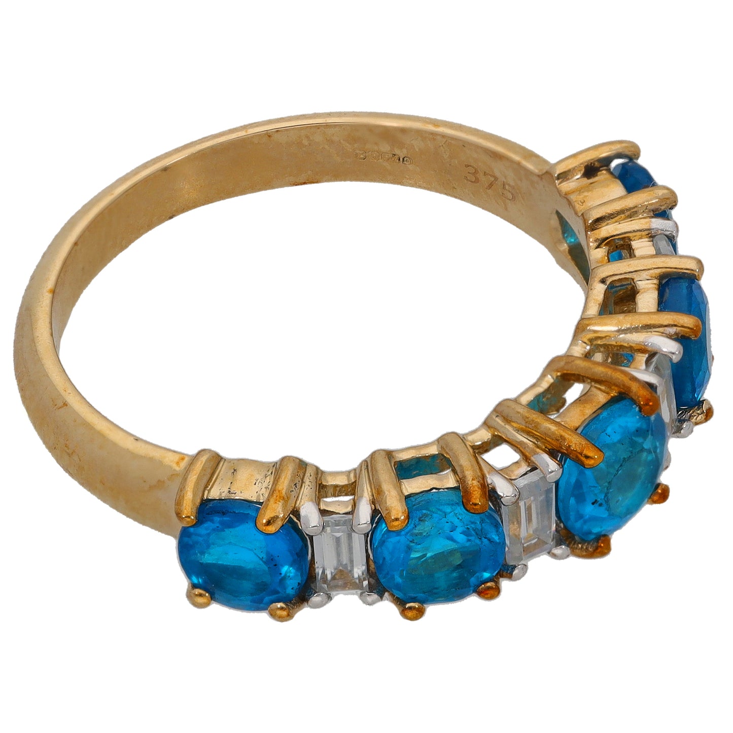 9ct Gold Apatite & Imitation Half Eternity Ring Size L