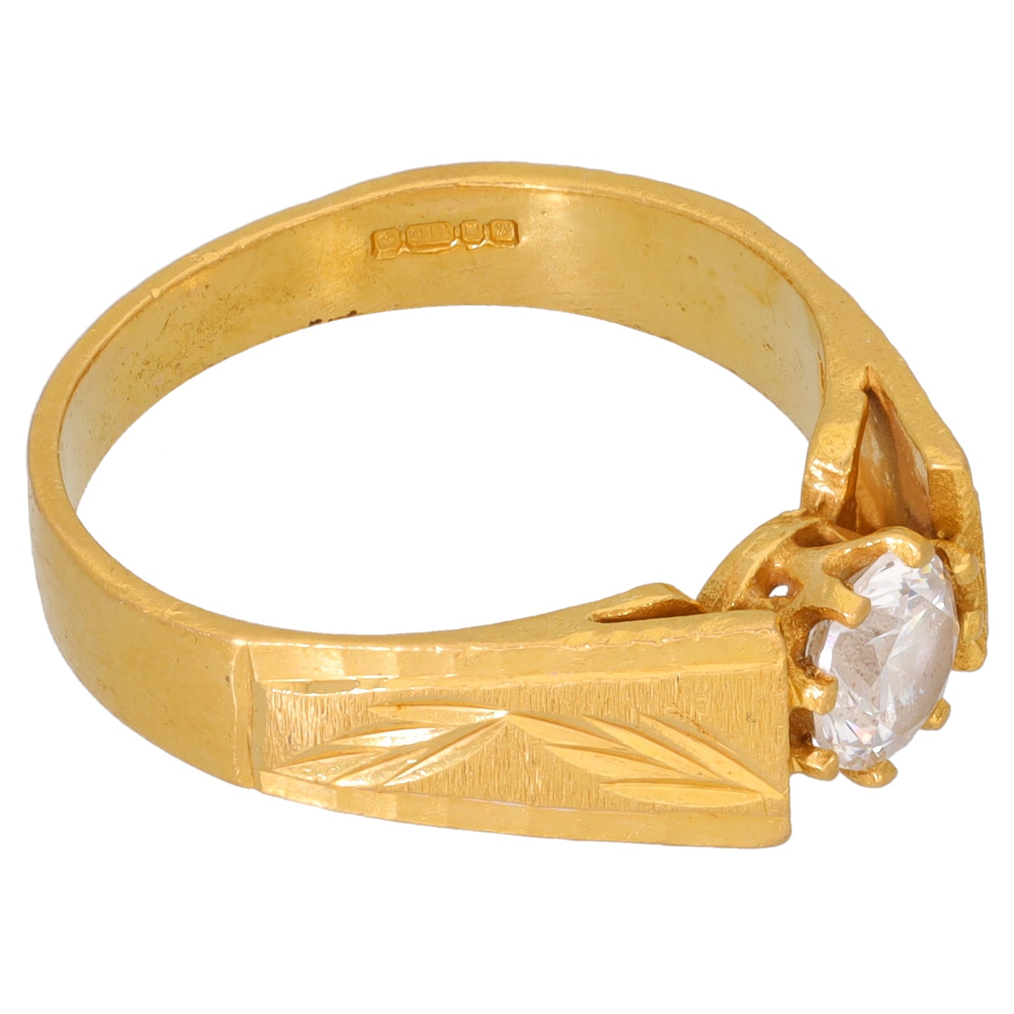 22ct Gold Cubic Zirconia Solitaire Ring Size Q