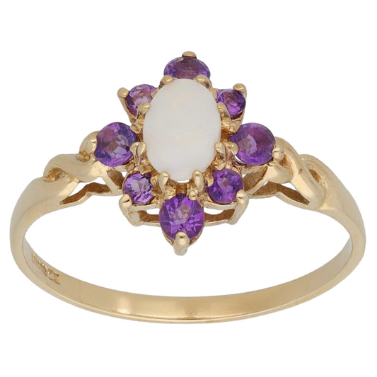 9ct Gold Amethyst & Opal Dress/Cocktail Ring Size Q