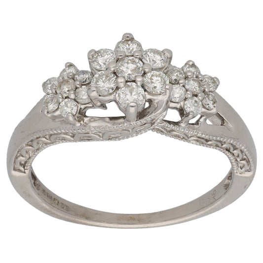 9ct White Gold 0.56ct Diamond Dress/Cocktail Ring Size K