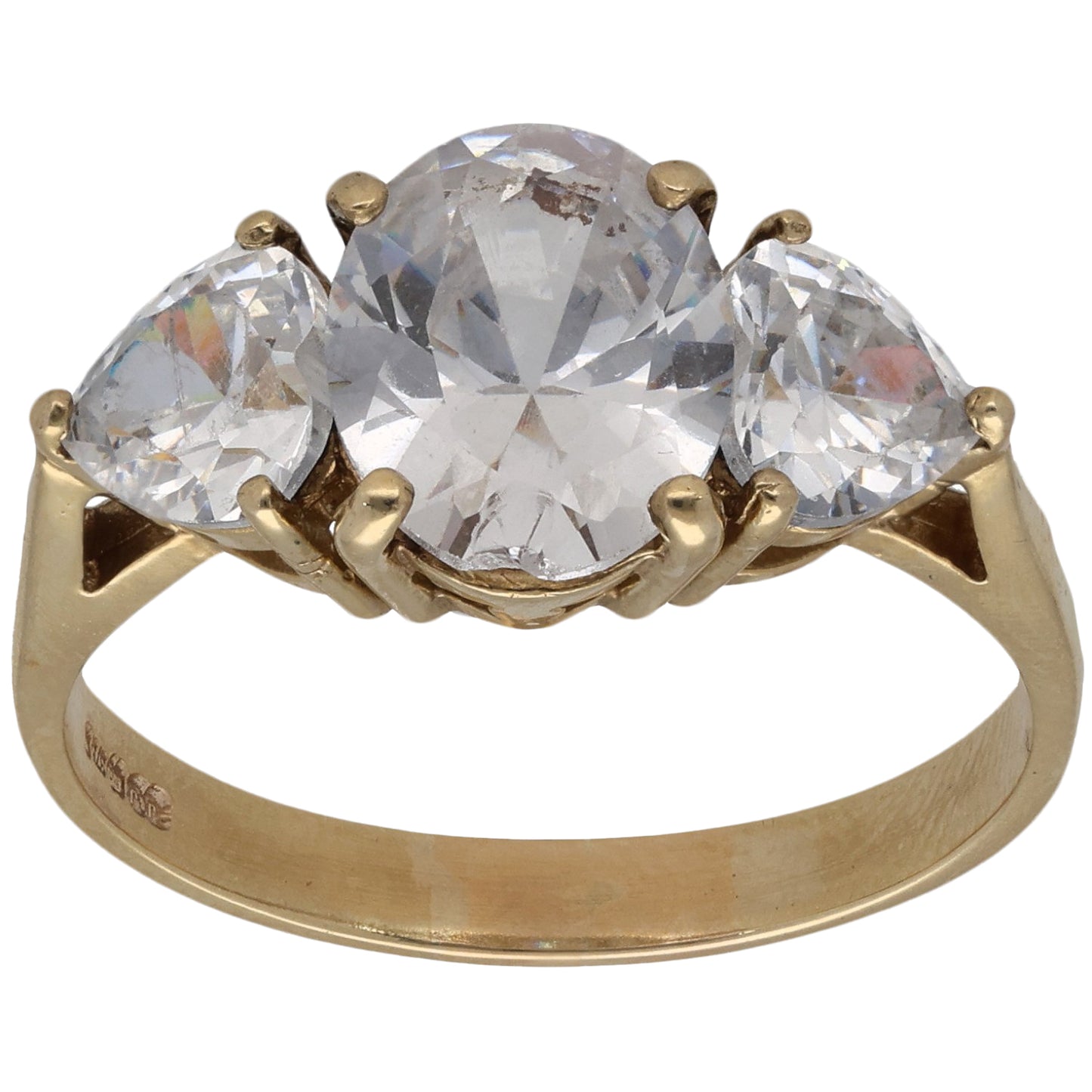 9ct Gold Cubic Zirconia Three Stone Ring Size T