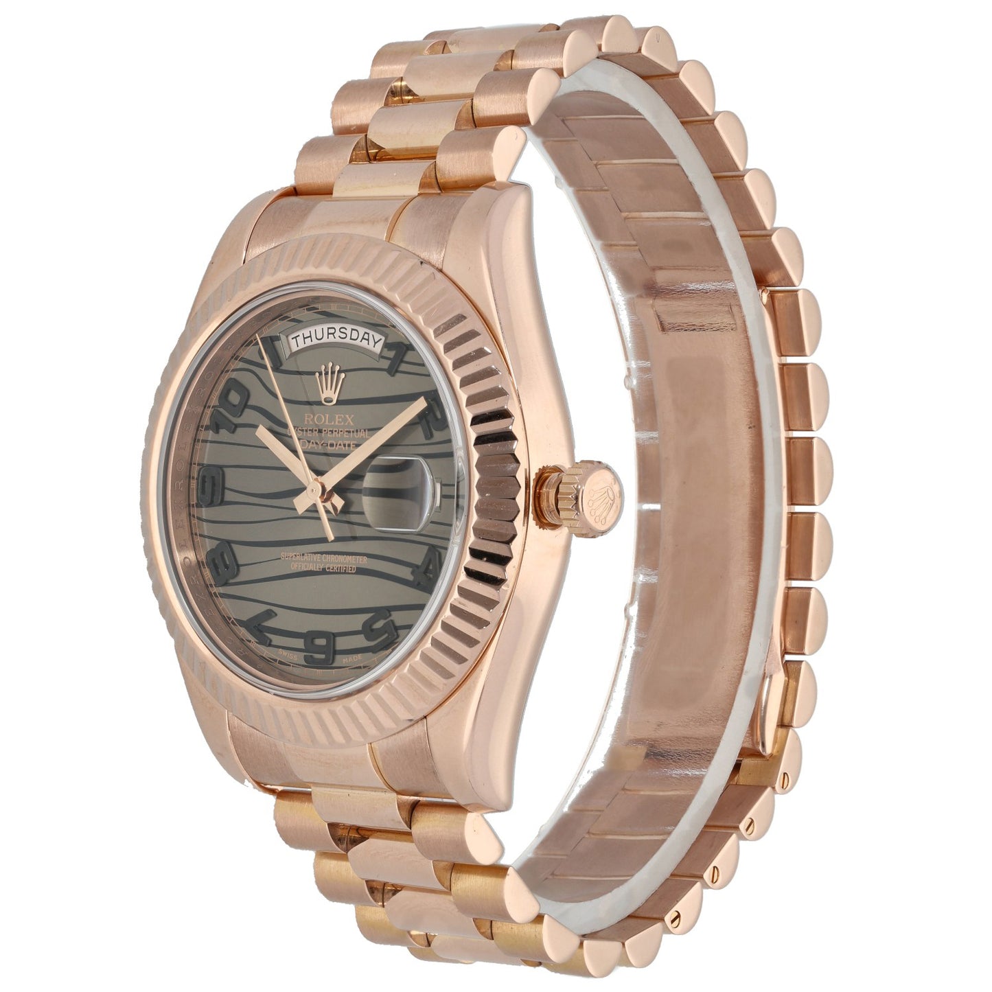 Rolex Day-Date II 218235 Wave Dial 41mm Rose Gold Watch