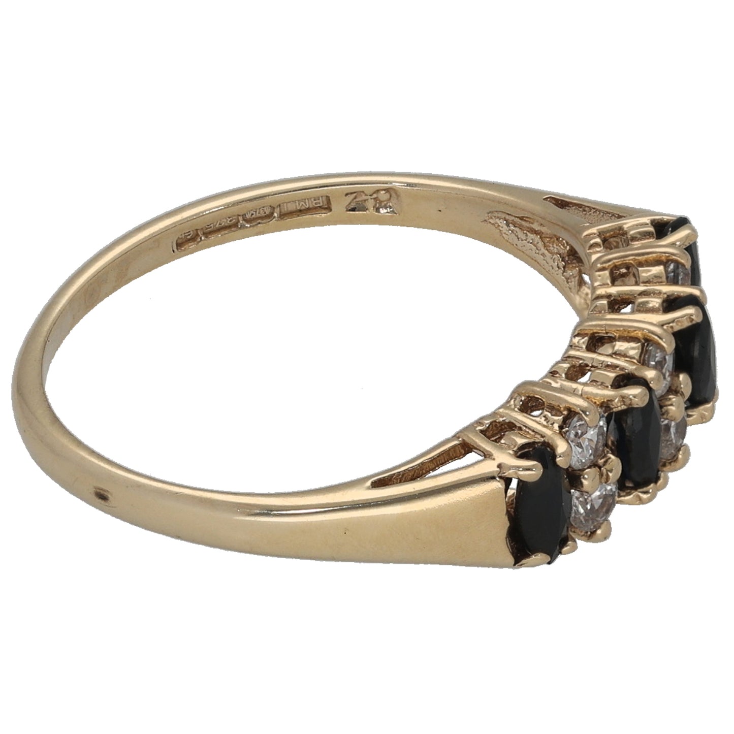 9ct Gold Sapphire & Cubic Zirconia Dress/Cocktail Ring Size M