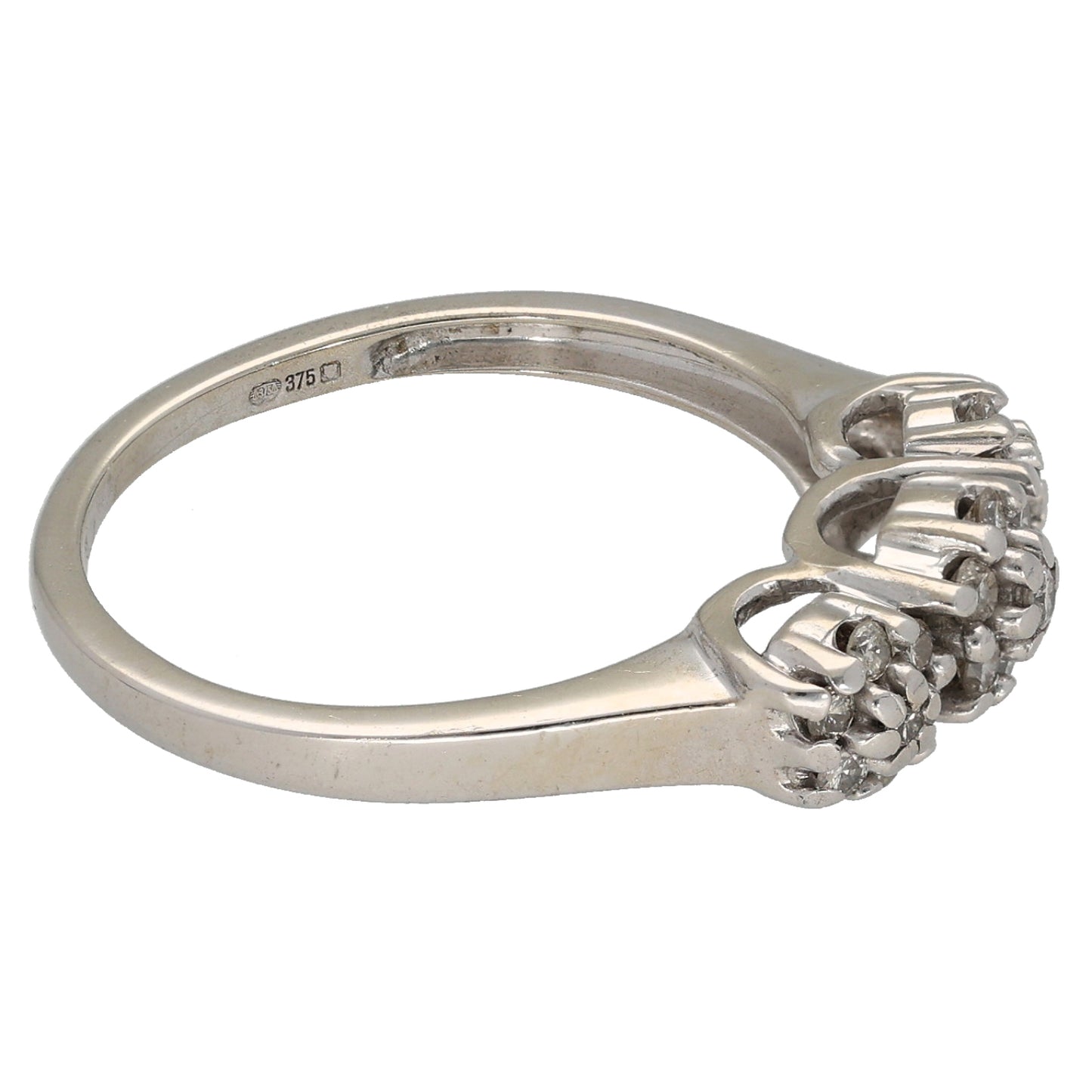9ct White Gold 0.01ct Round Diamond Dress/Cocktail Ring Size M