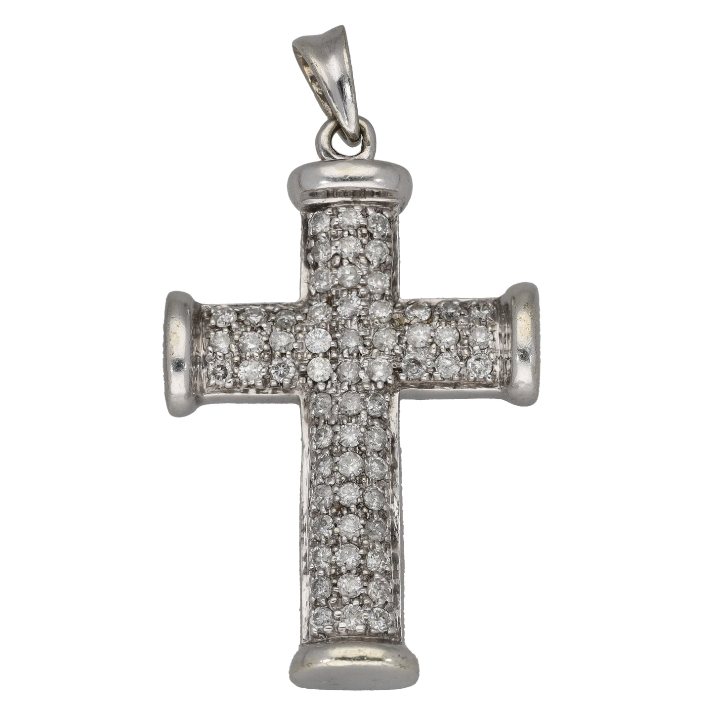 9ct White Gold 0.63ct Diamond Cross Pendant