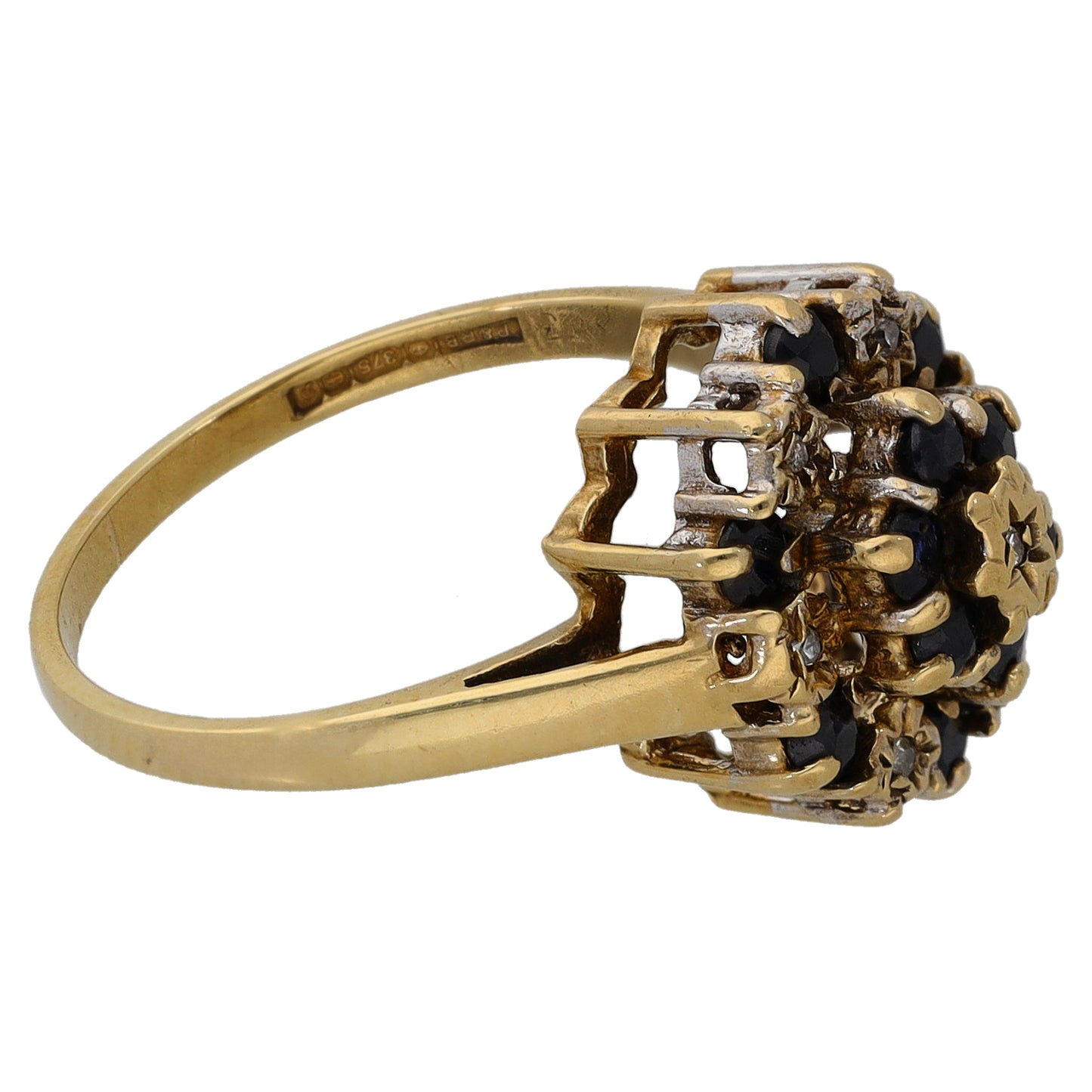 9ct Gold Sapphire & 0.035ct Diamond Dress/Cocktail Ring Size L