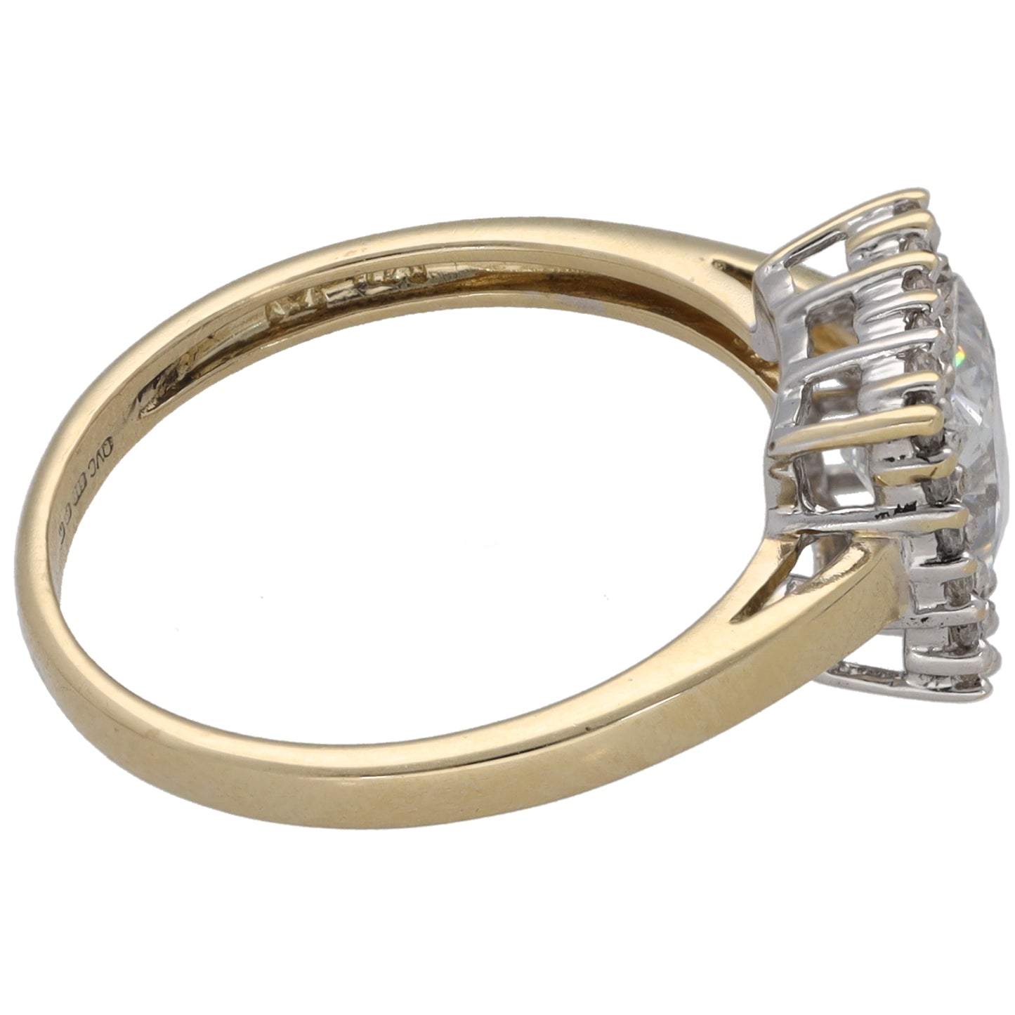 14ct Gold Cubic Zirconia Cluster Ring Size M