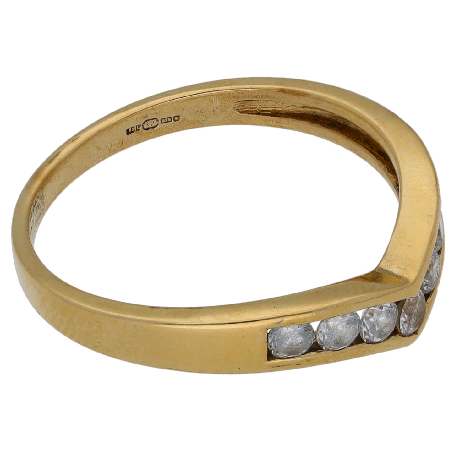 9ct Gold Cubic Zirconia Wishbone Ring Size N