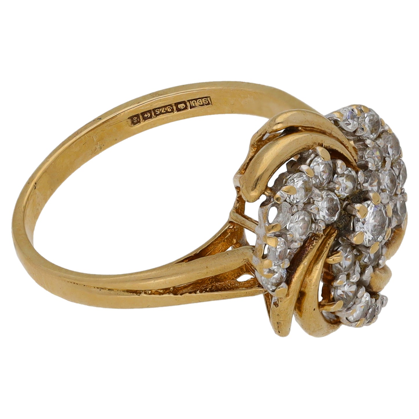 9ct Gold Cubic Zirconia Dress/Cocktail Ring Size P