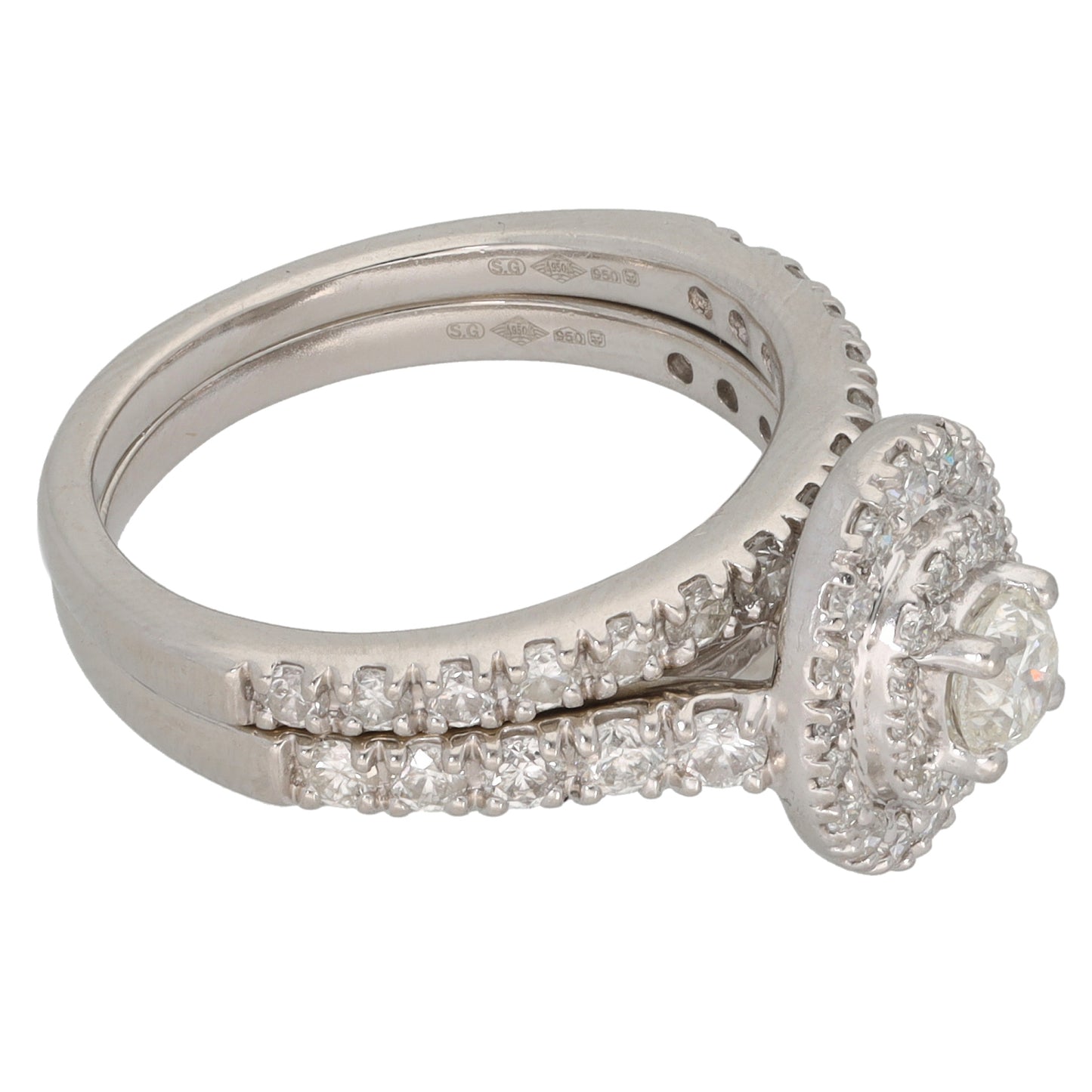 Platinum 1.50ct Diamond Ring Set Size N