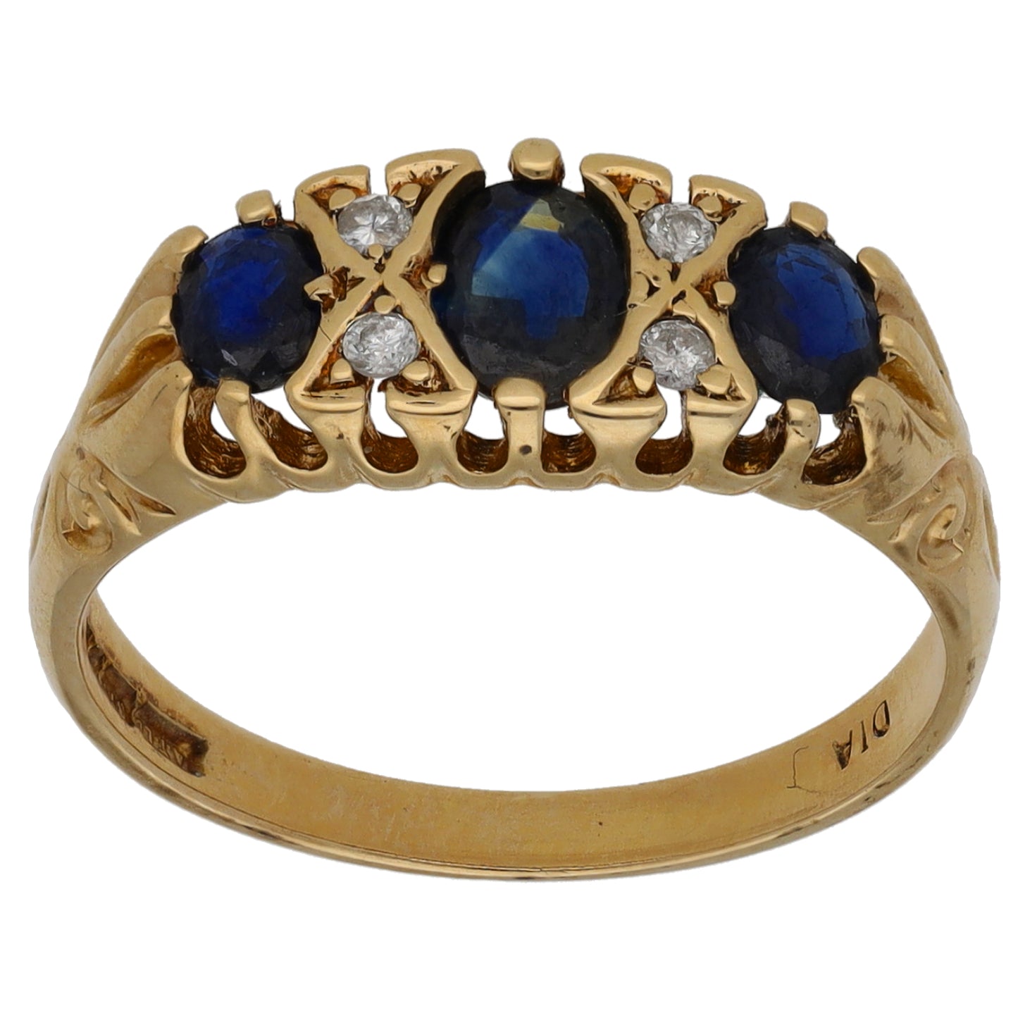 9ct Gold 0.04ct Diamond & Sapphire Dress/Cocktail Ring Size M