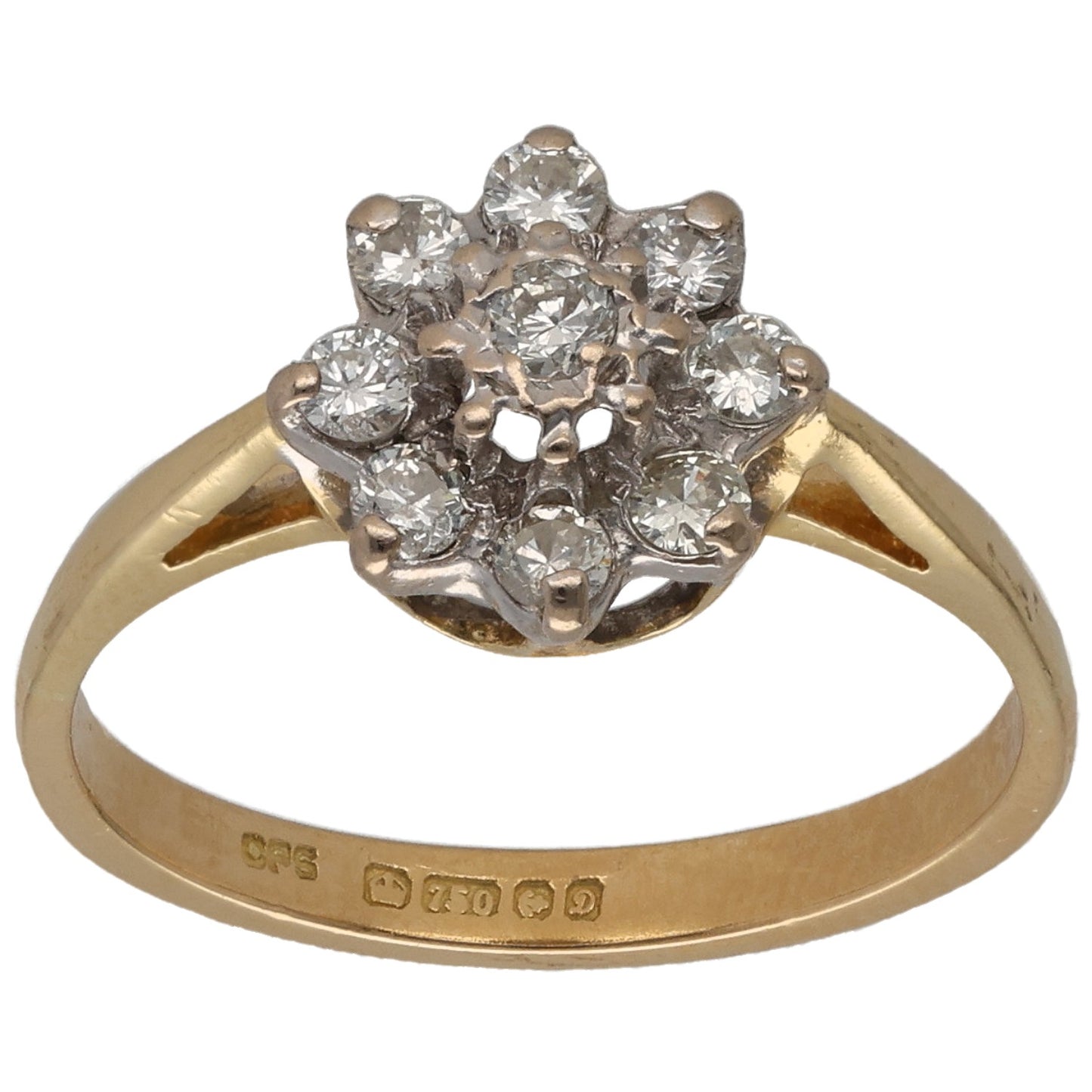 18ct Gold 0.39ct Diamond Cluster Ring Size N