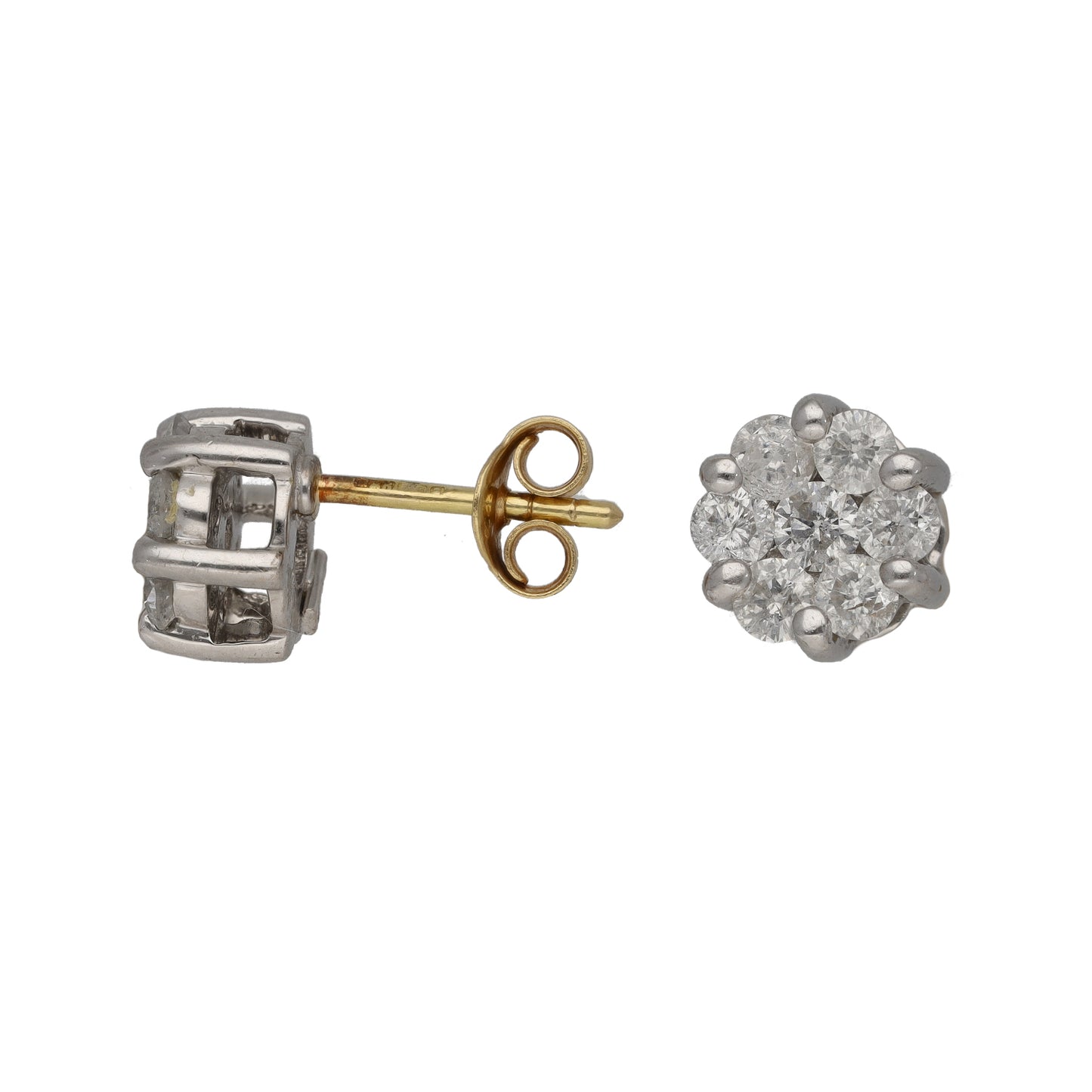 18ct Gold 1.00ct Diamond Cluster Earrings