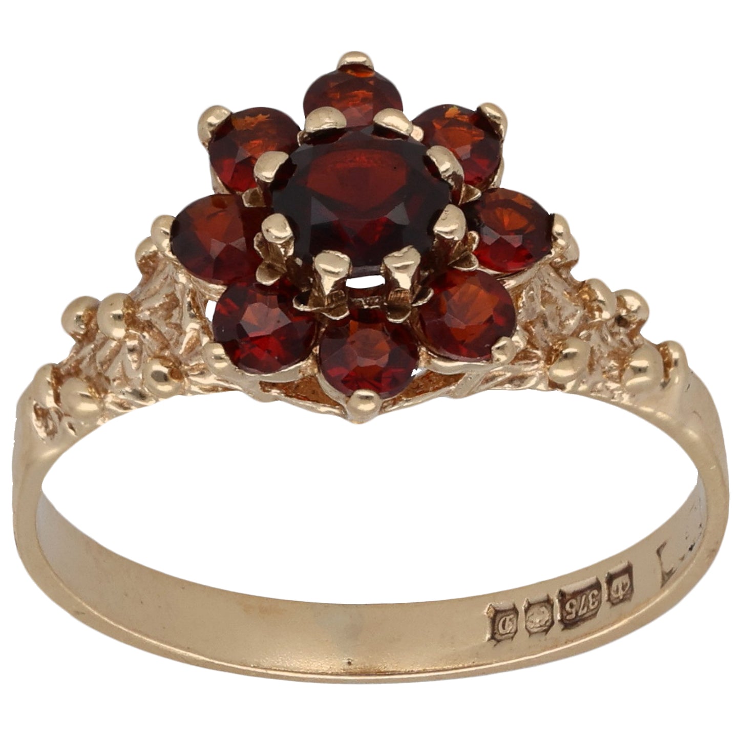 9ct Gold Garnet Dress/Cocktail Ring Size O