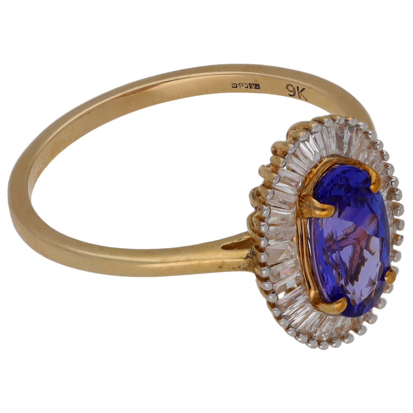 9ct Gold Tanzanite & 0.68ct Diamond Dress/Cocktail Ring Size Q